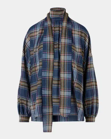 Akris punto Checked Wool-Blend Blouse | Thumbnail 7 Akris punto Checked Wool-Blend Blouse | Thumbnail 7