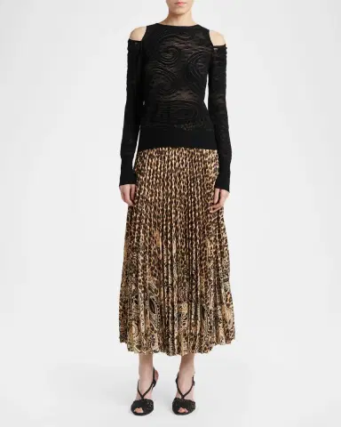 Etro Paisley Knit Cold-Shoulder Crewneck Sweater | Thumbnail 2 Etro Paisley Knit Cold-Shoulder Crewneck Sweater | Thumbnail 2