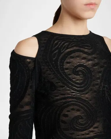 Etro Paisley Knit Cold-Shoulder Crewneck Sweater | Thumbnail 5 Etro Paisley Knit Cold-Shoulder Crewneck Sweater | Thumbnail 5