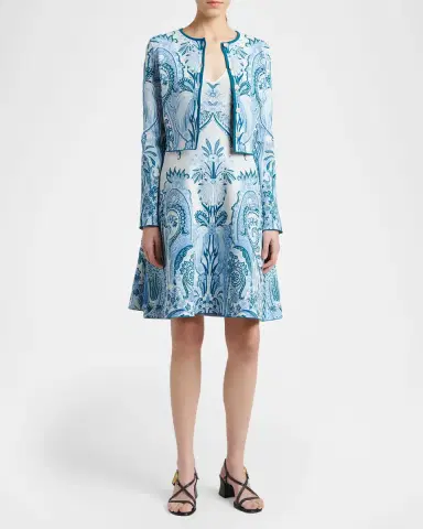 Etro Leafy Paisley Jacquard Crop Crewneck Cardigan | Thumbnail 2 Etro Leafy Paisley Jacquard Crop Crewneck Cardigan | Thumbnail 2