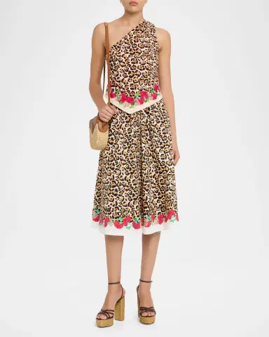 Saloni Pia Leopard Floral Midi Skirt | Thumbnail 2 Saloni Pia Leopard Floral Midi Skirt | Thumbnail 2