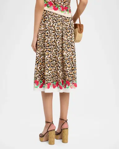 Saloni Pia Leopard Floral Midi Skirt | Thumbnail 3 Saloni Pia Leopard Floral Midi Skirt | Thumbnail 3