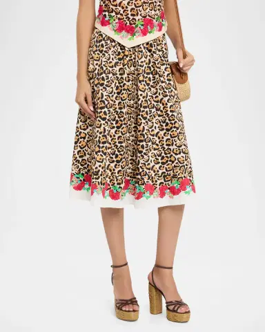 Saloni Pia Leopard Floral Midi Skirt | Thumbnail 4 Saloni Pia Leopard Floral Midi Skirt | Thumbnail 4