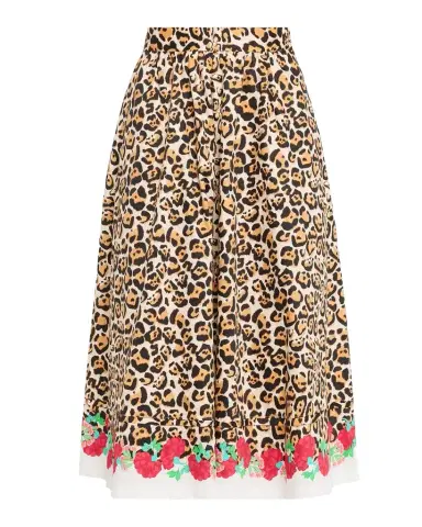 Saloni Pia Leopard Floral Midi Skirt | Thumbnail 1 Saloni Pia Leopard Floral Midi Skirt | Thumbnail 1