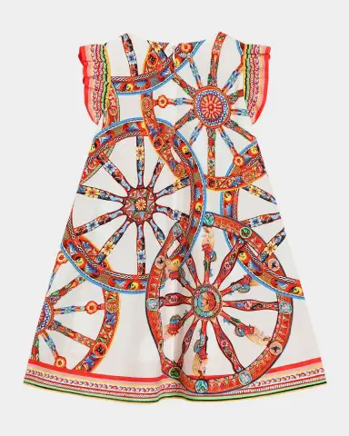 Dolce & Gabbana Girl's Carretto-Print Cotton Dress, Size -14 | Thumbnail 2 Dolce & Gabbana Girl's Carretto-Print Cotton Dress, Size -14 | Thumbnail 2