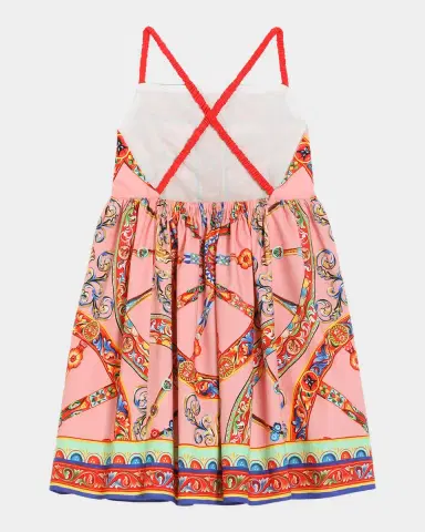 Dolce & Gabbana Girl's Carretto-Print Button-Front Cotton Dress, Size 2-6 | Thumbnail 2 Dolce & Gabbana Girl's Carretto-Print Button-Front Cotton Dress, Size 2-6 | Thumbnail 2