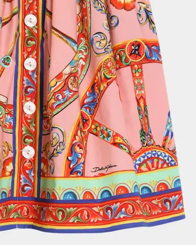 Dolce & Gabbana Girl's Carretto-Print Button-Front Cotton Dress, Size 2-6 | Thumbnail 3 Dolce & Gabbana Girl's Carretto-Print Button-Front Cotton Dress, Size 2-6 | Thumbnail 3