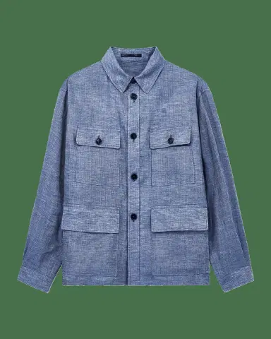 Giorgio Armani Men's Linen Flap-Pocket Field Jacket | Thumbnail 2 Giorgio Armani Men's Linen Flap-Pocket Field Jacket | Thumbnail 2