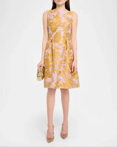 Lela Rose Sleeveless Floral Fil Coupe Knee-Length Dress | Thumbnail 2 Lela Rose Sleeveless Floral Fil Coupe Knee-Length Dress | Thumbnail 2