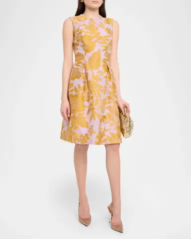 Lela Rose Sleeveless Floral Fil Coupe Knee-Length Dress | Thumbnail 4 Lela Rose Sleeveless Floral Fil Coupe Knee-Length Dress | Thumbnail 4