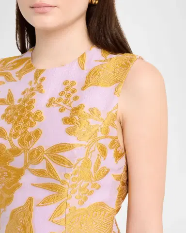 Lela Rose Sleeveless Floral Fil Coupe Knee-Length Dress | Thumbnail 5 Lela Rose Sleeveless Floral Fil Coupe Knee-Length Dress | Thumbnail 5