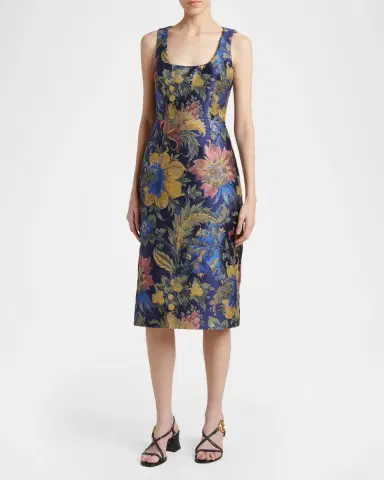 Etro Sleeveless Floral Jacquard Midi Dress | Thumbnail 4 Etro Sleeveless Floral Jacquard Midi Dress | Thumbnail 4