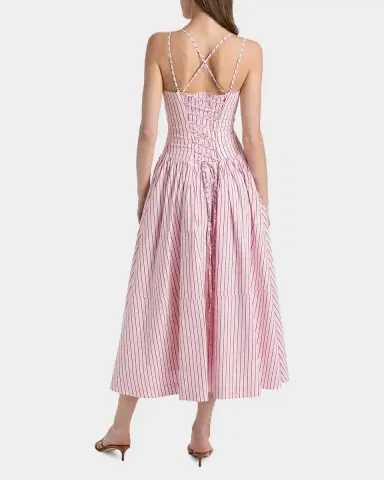 Cinq à Sept Rose Stripe Drop-Waist Midi Dress | Thumbnail 3 Cinq à Sept Rose Stripe Drop-Waist Midi Dress | Thumbnail 3