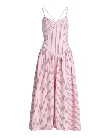 Cinq à Sept Rose Stripe Drop-Waist Midi Dress | Thumbnail 1 Cinq à Sept Rose Stripe Drop-Waist Midi Dress | Thumbnail 1