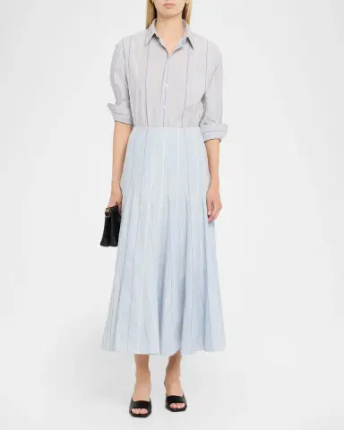 Polo Ralph Lauren Striped Godet Cotton Poplin Midi Skirt | Thumbnail 2 Polo Ralph Lauren Striped Godet Cotton Poplin Midi Skirt | Thumbnail 2