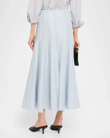 Polo Ralph Lauren Striped Godet Cotton Poplin Midi Skirt | Thumbnail 3 Polo Ralph Lauren Striped Godet Cotton Poplin Midi Skirt | Thumbnail 3