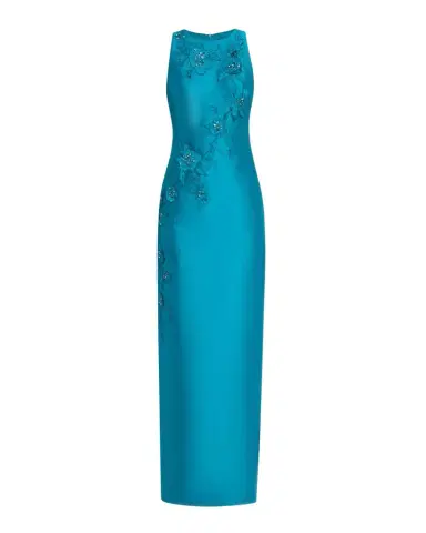BADGLEY MISCHKA Beaded Floral Applique Column Gown | Thumbnail 1 BADGLEY MISCHKA Beaded Floral Applique Column Gown | Thumbnail 1