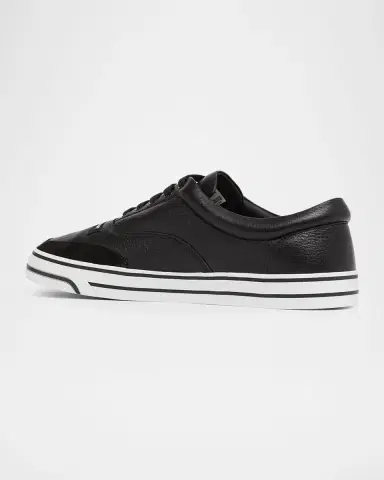Dolce & Gabbana Men's Grained Leather Label Low-Top Sneakers | Thumbnail 4 Dolce & Gabbana Men's Grained Leather Label Low-Top Sneakers | Thumbnail 4