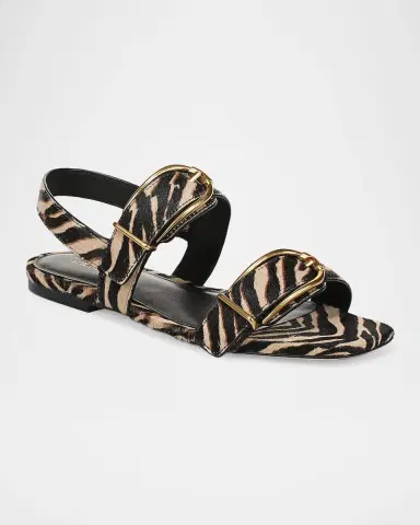 Veronica Beard Maglio Zebra Calf Hair Slingback Flat Sandals | Thumbnail 2 Veronica Beard Maglio Zebra Calf Hair Slingback Flat Sandals | Thumbnail 2
