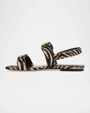 Veronica Beard Maglio Zebra Calf Hair Slingback Flat Sandals | Thumbnail 4 Veronica Beard Maglio Zebra Calf Hair Slingback Flat Sandals | Thumbnail 4