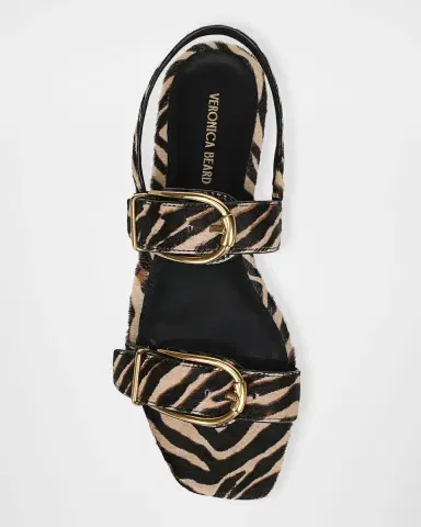 Veronica Beard Maglio Zebra Calf Hair Slingback Flat Sandals | Thumbnail 5 Veronica Beard Maglio Zebra Calf Hair Slingback Flat Sandals | Thumbnail 5