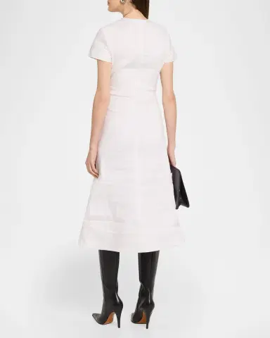 Brandon Maxwell The Ridley Short-Sleeve Midi Dress | Thumbnail 3 Brandon Maxwell The Ridley Short-Sleeve Midi Dress | Thumbnail 3