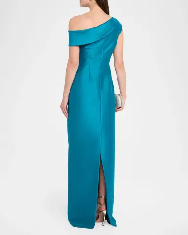 Badgley Mischka One-Shoulder Column Gown | Thumbnail 3 Badgley Mischka One-Shoulder Column Gown | Thumbnail 3