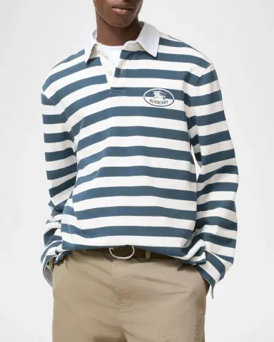 Burberry Men's Striped Cotton Rugby Polo Shirt | Thumbnail 3 Burberry Men's Striped Cotton Rugby Polo Shirt | Thumbnail 3