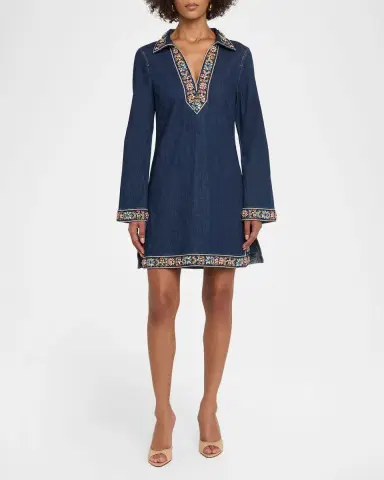 Cinq à Sept Pierson Embroidered Denim Mini Dress | Thumbnail 2 Cinq à Sept Pierson Embroidered Denim Mini Dress | Thumbnail 2