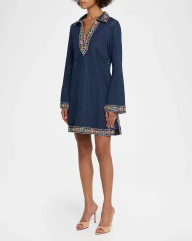 Cinq à Sept Pierson Embroidered Denim Mini Dress | Thumbnail 4 Cinq à Sept Pierson Embroidered Denim Mini Dress | Thumbnail 4