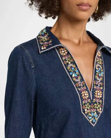 Cinq à Sept Pierson Embroidered Denim Mini Dress | Thumbnail 5 Cinq à Sept Pierson Embroidered Denim Mini Dress | Thumbnail 5