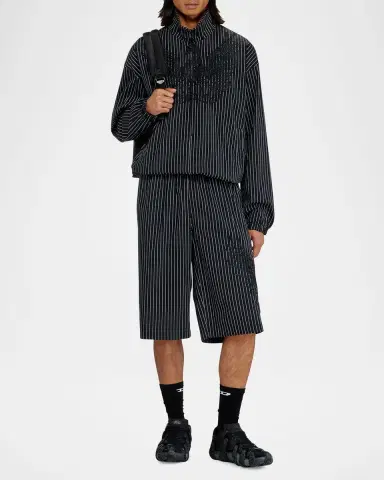 Diesel Men 's Corsar Embroidered Phoenix Pinstripe Blouson | Thumbnail 2 Diesel Men 's Corsar Embroidered Phoenix Pinstripe Blouson | Thumbnail 2