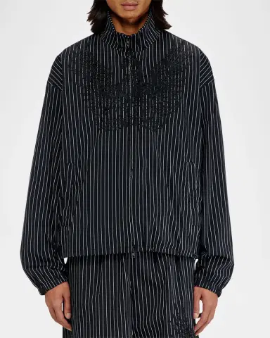 Diesel Men 's Corsar Embroidered Phoenix Pinstripe Blouson | Thumbnail 4 Diesel Men 's Corsar Embroidered Phoenix Pinstripe Blouson | Thumbnail 4