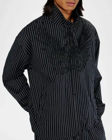 Diesel Men 's Corsar Embroidered Phoenix Pinstripe Blouson | Thumbnail 5 Diesel Men 's Corsar Embroidered Phoenix Pinstripe Blouson | Thumbnail 5