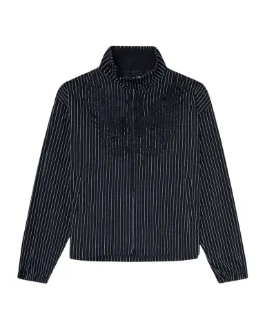 Diesel Men 's Corsar Embroidered Phoenix Pinstripe Blouson | Thumbnail 1 Diesel Men 's Corsar Embroidered Phoenix Pinstripe Blouson | Thumbnail 1