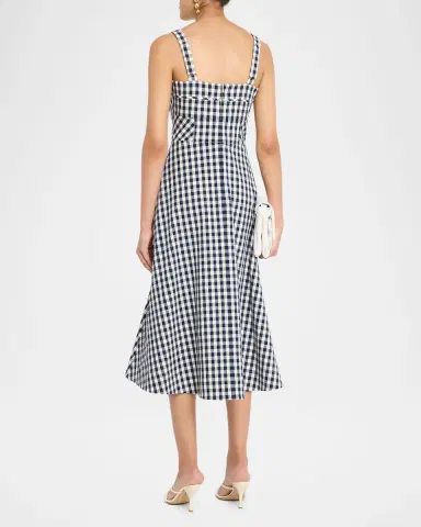 Veronica Beard Aila Gingham A-Line Midi Dress | Thumbnail 3 Veronica Beard Aila Gingham A-Line Midi Dress | Thumbnail 3