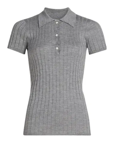 TOTEME Ribbed Cashmere Silk Polo Shirt | Thumbnail 1 TOTEME Ribbed Cashmere Silk Polo Shirt | Thumbnail 1