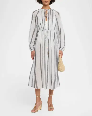 Ulla Johnson Aurora Striped Midi Dress Coverup | Thumbnail 2 Ulla Johnson Aurora Striped Midi Dress Coverup | Thumbnail 2