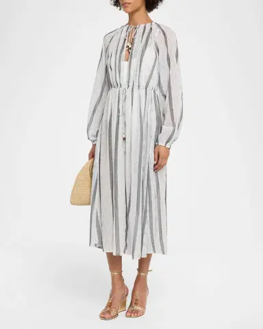 Ulla Johnson Aurora Striped Midi Dress Coverup | Thumbnail 4 Ulla Johnson Aurora Striped Midi Dress Coverup | Thumbnail 4