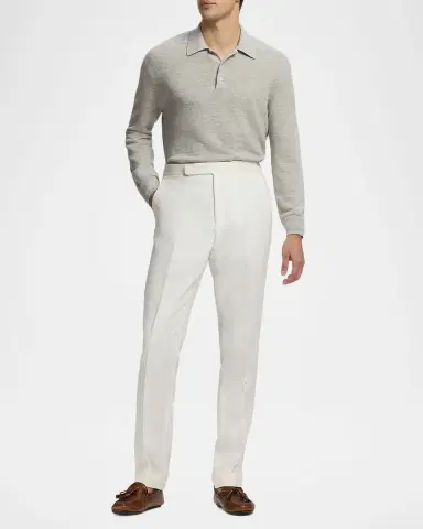 Ralph Lauren Purple Label Men's Cashmere-Linen Polo Sweater | Thumbnail 2 Ralph Lauren Purple Label Men's Cashmere-Linen Polo Sweater | Thumbnail 2