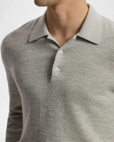 Ralph Lauren Purple Label Men's Cashmere-Linen Polo Sweater | Thumbnail 5 Ralph Lauren Purple Label Men's Cashmere-Linen Polo Sweater | Thumbnail 5