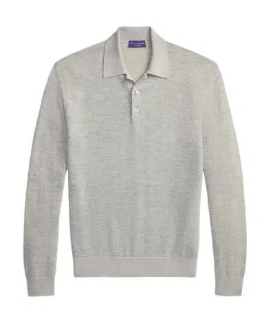 Ralph Lauren Purple Label Men's Cashmere-Linen Polo Sweater | Thumbnail 1 Ralph Lauren Purple Label Men's Cashmere-Linen Polo Sweater | Thumbnail 1