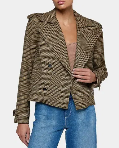 L'Agence Xoey Houndstooth Cropped Trench Coat | Thumbnail 5 L'Agence Xoey Houndstooth Cropped Trench Coat | Thumbnail 5