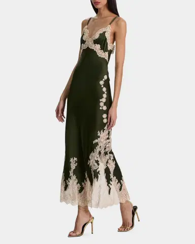 ALICE + OLIVIA Julietta Cutaway Lace-Trim Satin Dress | Thumbnail 4 ALICE + OLIVIA Julietta Cutaway Lace-Trim Satin Dress | Thumbnail 4