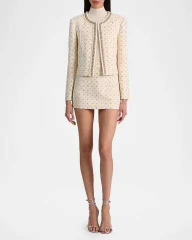 ALICE + OLIVIA Rubi Low-Rise Embellished Tweed Mini Skirt | Thumbnail 2 ALICE + OLIVIA Rubi Low-Rise Embellished Tweed Mini Skirt | Thumbnail 2