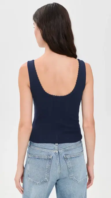 Good American The Pointelle Button Down Tank HORIZON INK | Thumbnail 3 Good American The Pointelle Button Down Tank HORIZON INK | Thumbnail 3