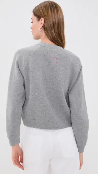Clare V. Petit Chenille Anchor Le Court Sweatshirt Grey Melange | Thumbnail 4 Clare V. Petit Chenille Anchor Le Court Sweatshirt Grey Melange | Thumbnail 4