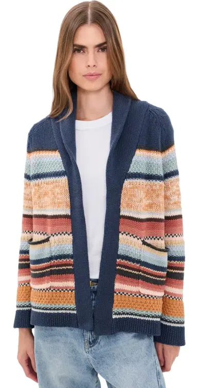 The Great. The Mountain Lodge Cardigan Taos Stripe | Thumbnail 1 The Great. The Mountain Lodge Cardigan Taos Stripe | Thumbnail 1