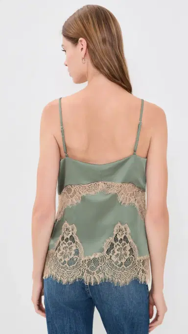 L'AGENCE Mitsu Lace Trim Cami mokey Olive/Praline | Thumbnail 3 L'AGENCE Mitsu Lace Trim Cami mokey Olive/Praline | Thumbnail 3