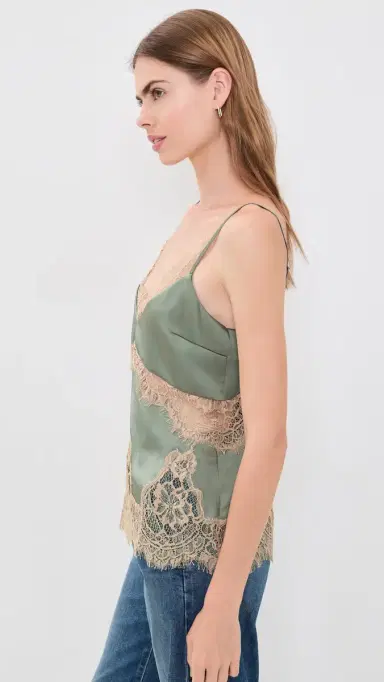L'AGENCE Mitsu Lace Trim Cami mokey Olive/Praline | Thumbnail 4 L'AGENCE Mitsu Lace Trim Cami mokey Olive/Praline | Thumbnail 4